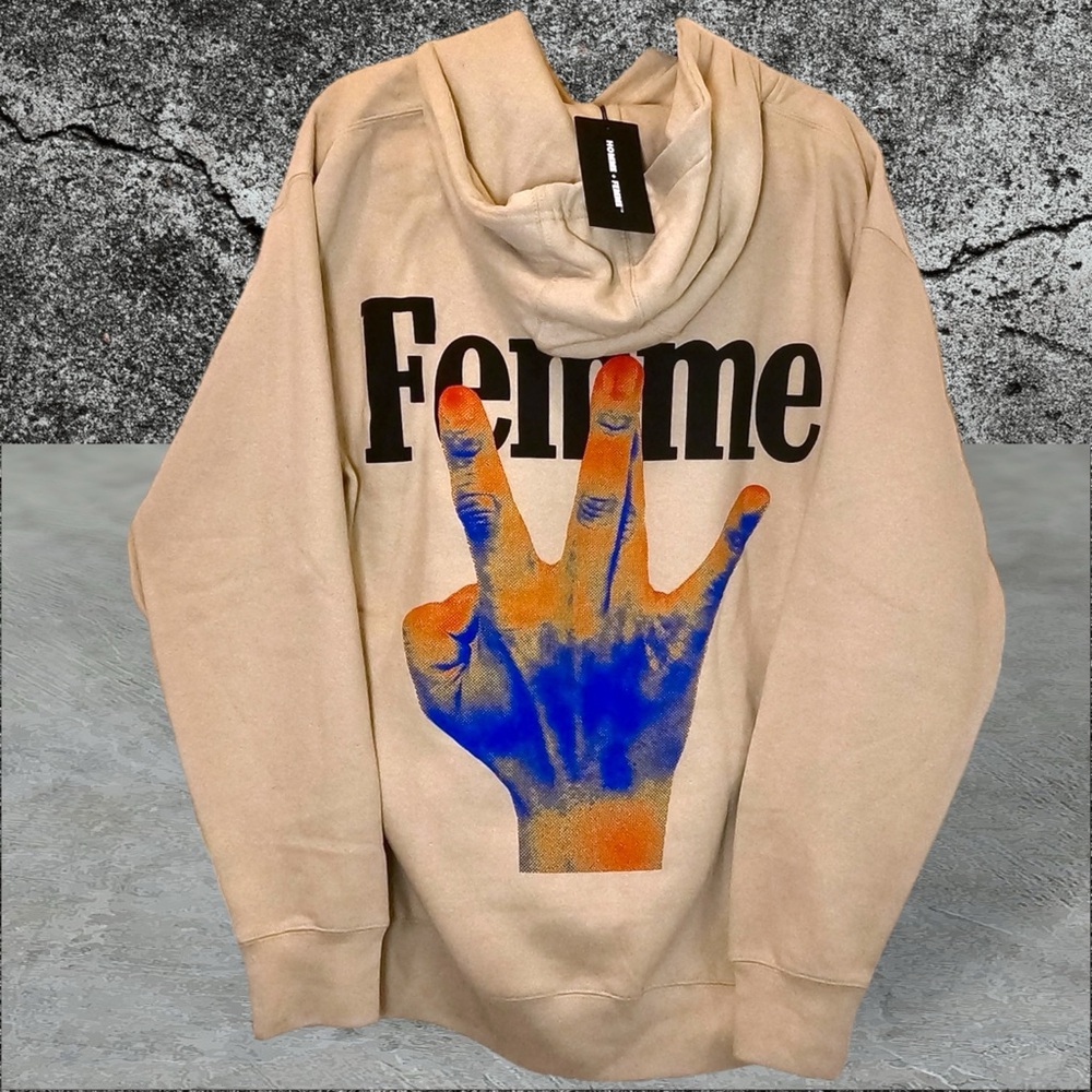 β’NWTβ’ HOMME + FEMME LA HOODIE "Twisted Fingersβ in Infrared β’ Size Large